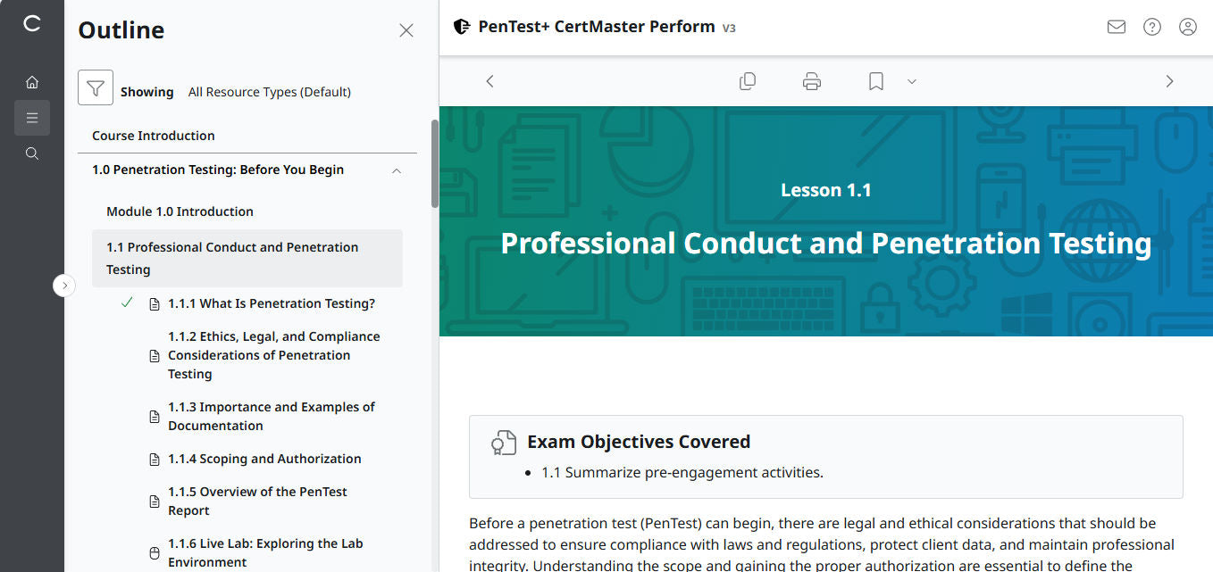 CertMaster Perform for CompTIA PenTest+ PT0-003 (V3) - 3 Month Access