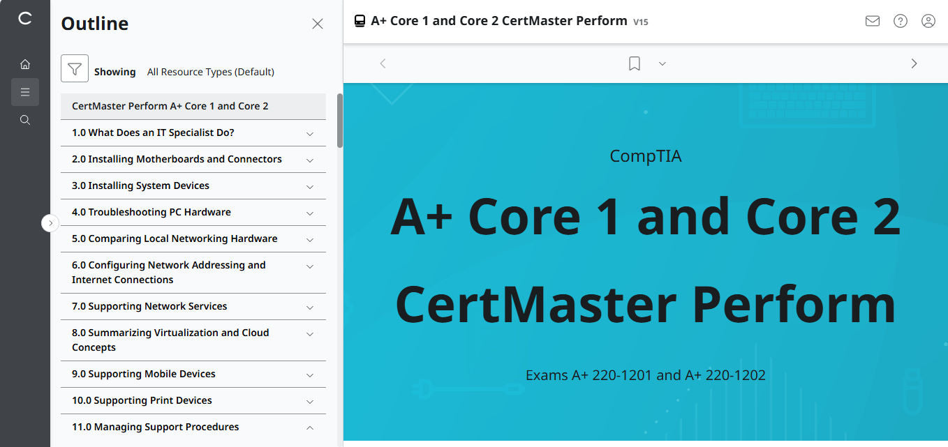 CertMaster Perform for CompTIA A+ Core 1 & 2 (V15) (4 Month Access)