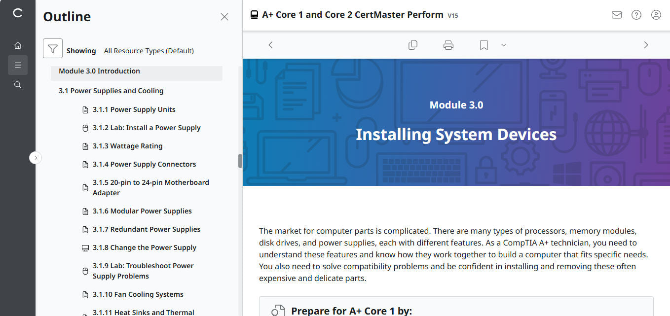 CertMaster Perform for CompTIA A+ Core 1 & 2 (V15) (4 Month Access)