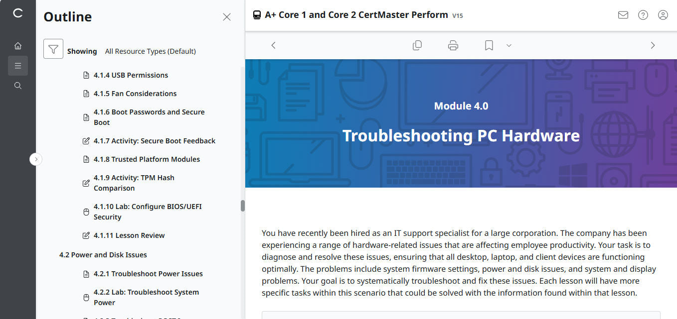CertMaster Perform for CompTIA A+ Core 1 & 2 (V15) (4 Month Access)