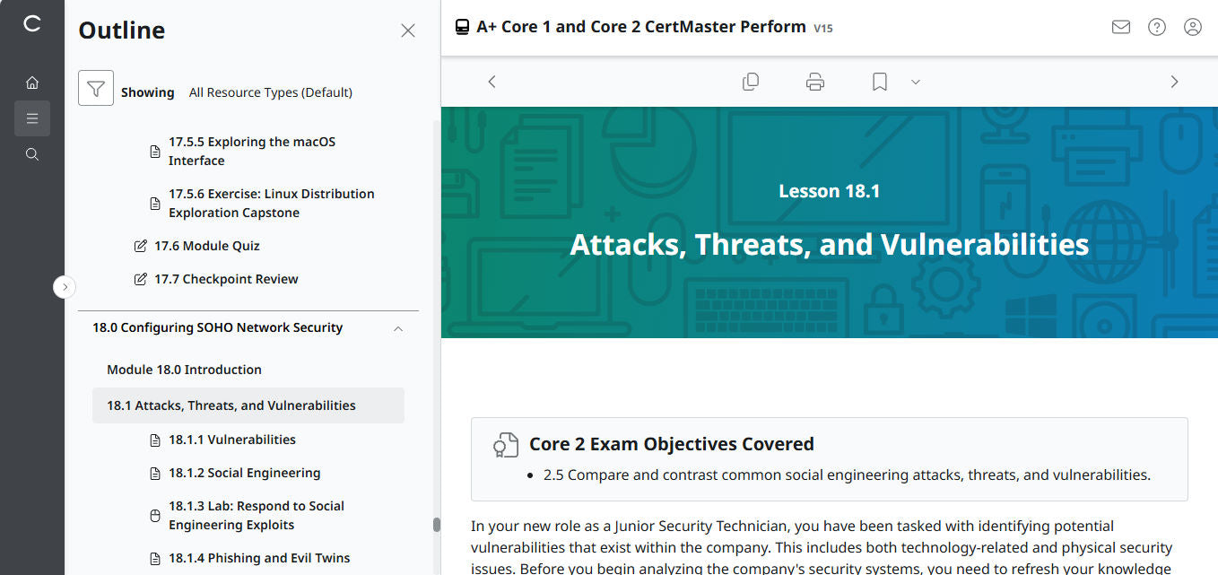 CertMaster Perform for CompTIA A+ Core 1 & 2 (V15) (4 Month Access)