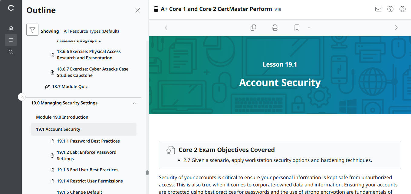 CertMaster Perform for CompTIA A+ Core 1 & 2 (V15) (4 Month Access)