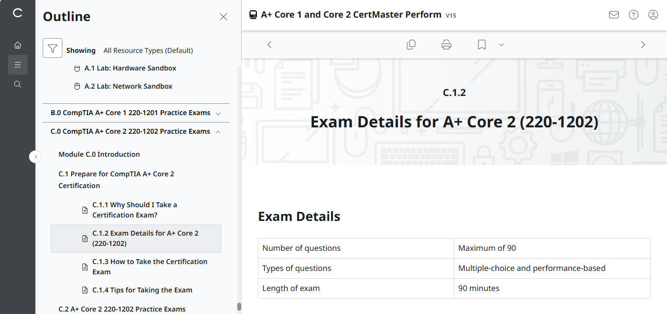 CertMaster Perform for CompTIA A+ Core 1 & 2 (V15) (4 Month Access)